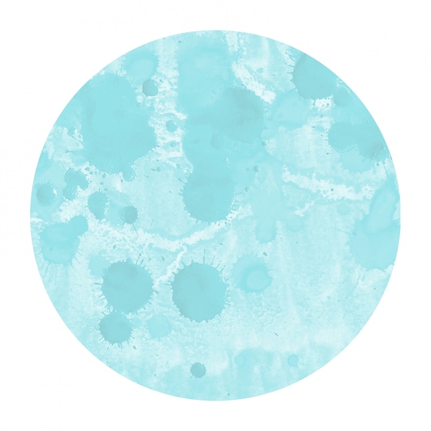 Light blue hand drawn watercolor circular frame background texture with stains