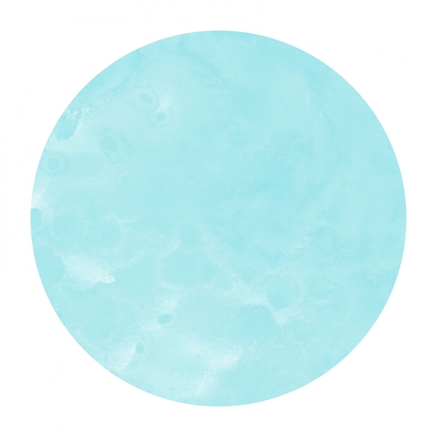 Light blue hand drawn watercolor circular frame background texture with stains