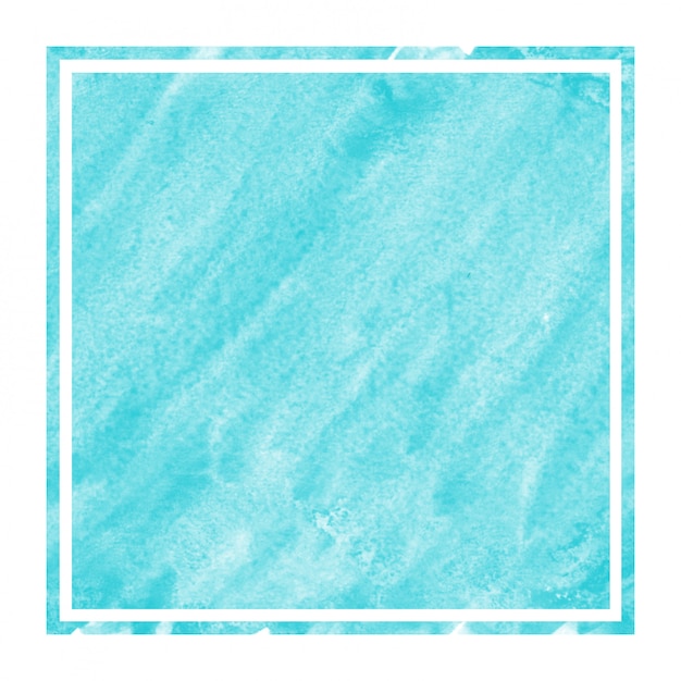 Light blue hand drawn watercolor rectangular frame background texture with stains