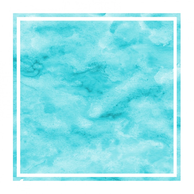 Light blue hand drawn watercolor rectangular frame texture with stains