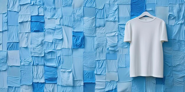 Foto un tessuto a maglia blu chiaro a forma di rettangolo in stile di texture realistiche