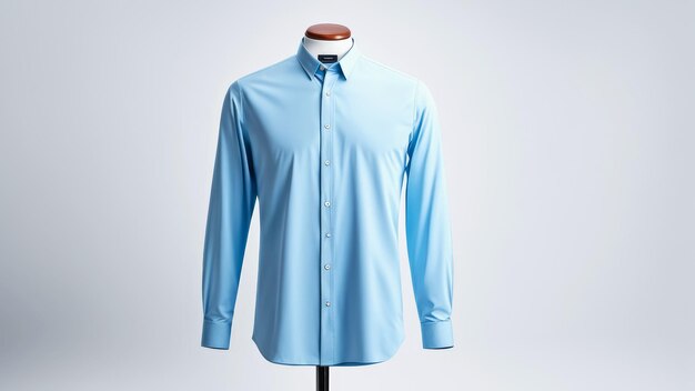 light blue long sleeve shirt isolated on white background