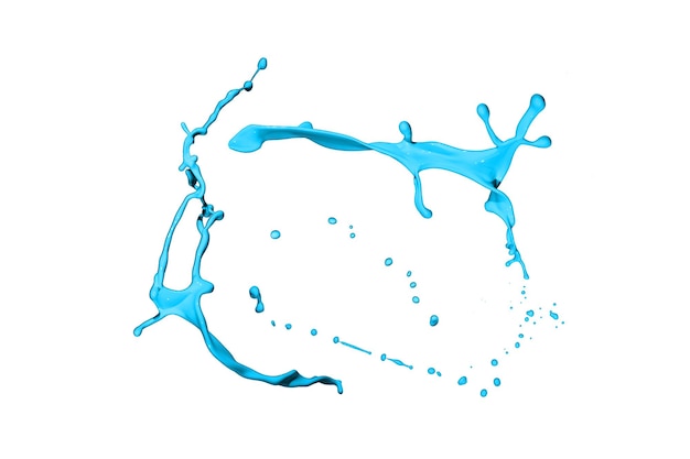 白い背景に分離された水色のペンキのスプラッシュ