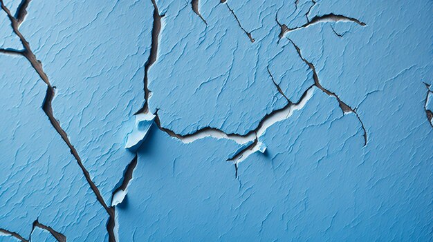 Photo light blue painted wall texture with cracks