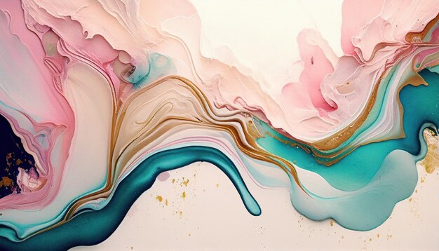 水色とピンクの波状の汚れ 抽象的なペイント テクスチャ AI ジェネレーティブ イラスト