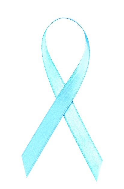 light blue ribbon isolated on white prostate cancer concept