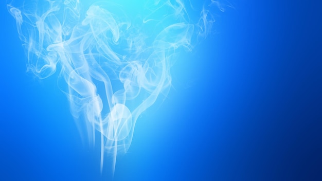 연기에 초점을 맞춘 밝은 파란색 연기 폭발 유체 가스 잉크 입자