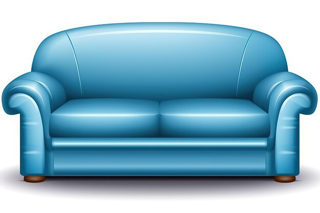 Light blue sofa isolated on a white or transparent background AI Generated image