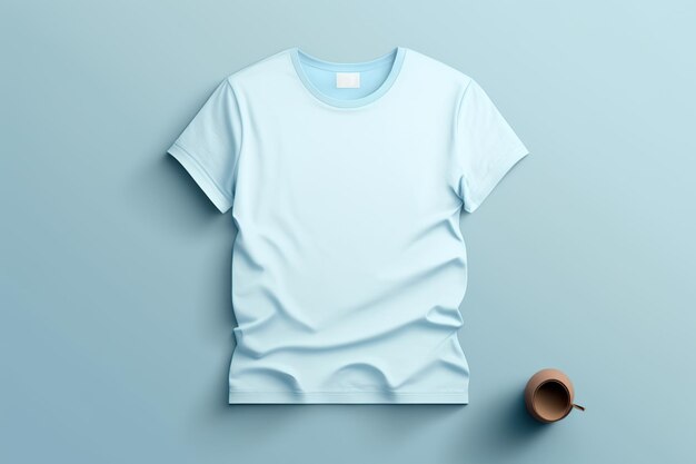 Фото Светло-голубая футболка с коротким рукавом негабаритного шаблона макет генеративный ai иллюстрация