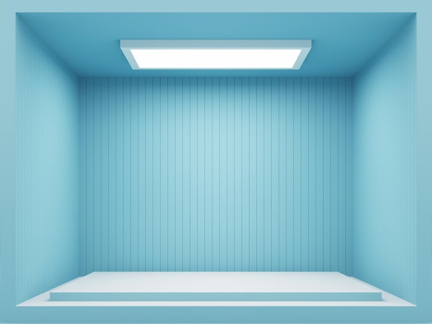 light blue turquoise color wall interior emtry room 3D rendering