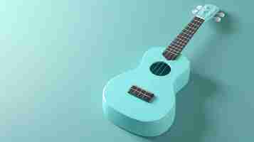 Photo light blue ukulele on a blue background