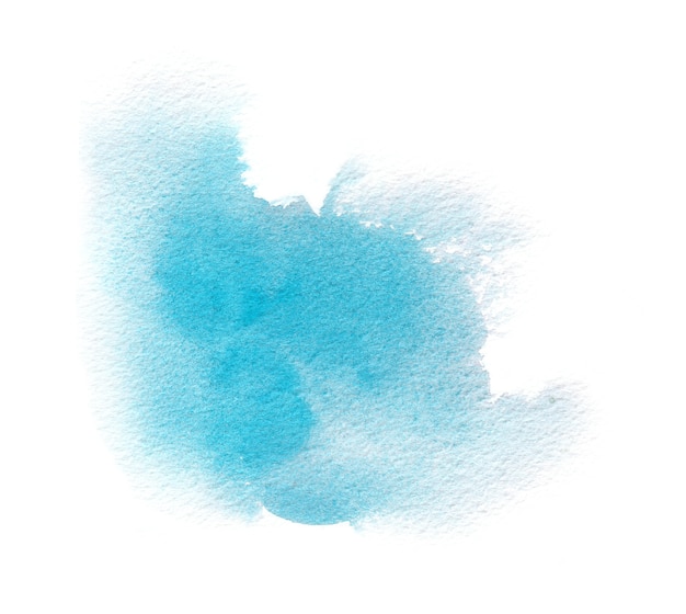 Photo light blue watercolor texture stain with water color wash, brush strokes