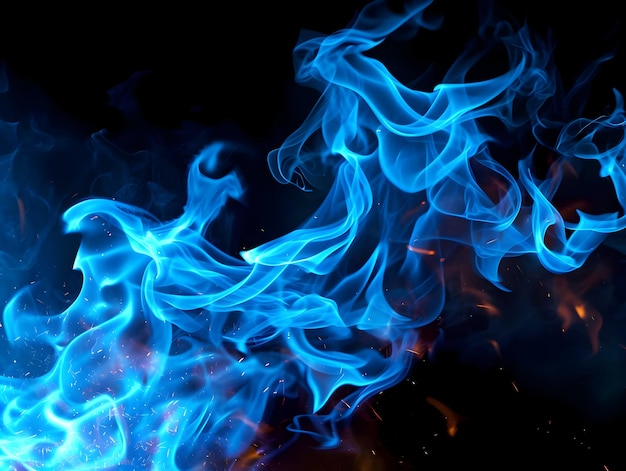 Photo light blue and white gradient fire background on black background high quality