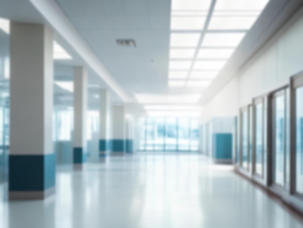 Light blurred background Blur The hall of an office or medical institution hospital with windows