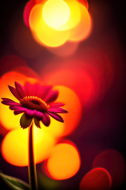 Light bokeh background with red flower