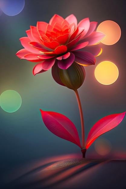 Light bokeh background with red flower