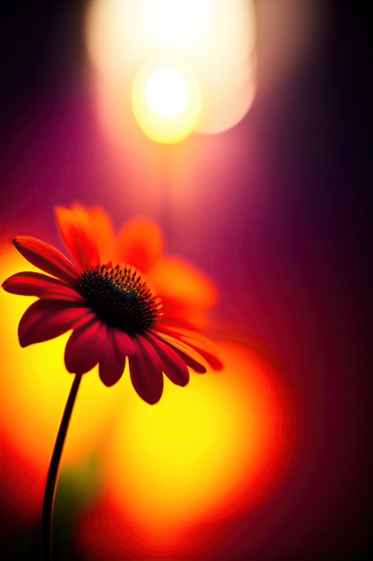 Light bokeh background with red flower