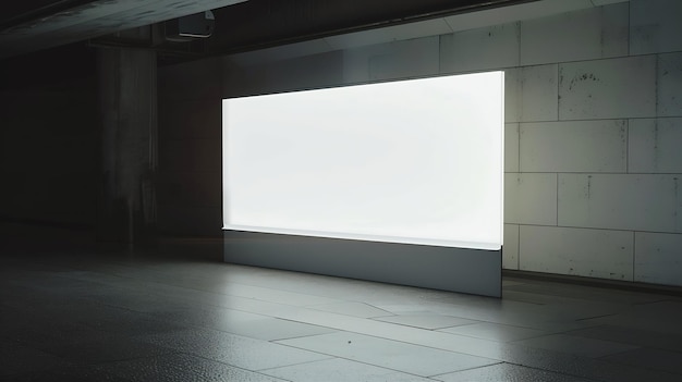 Photo light box display with white blank space for advertisement subway mockup design hori generative ai