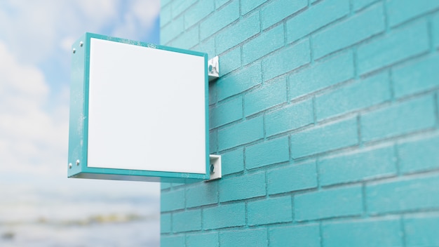 La scatola luminosa in metallo è stata installata accanto al muro di mattoni.