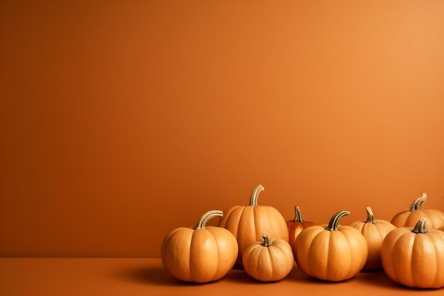 light brown background space for text background with pumpkins