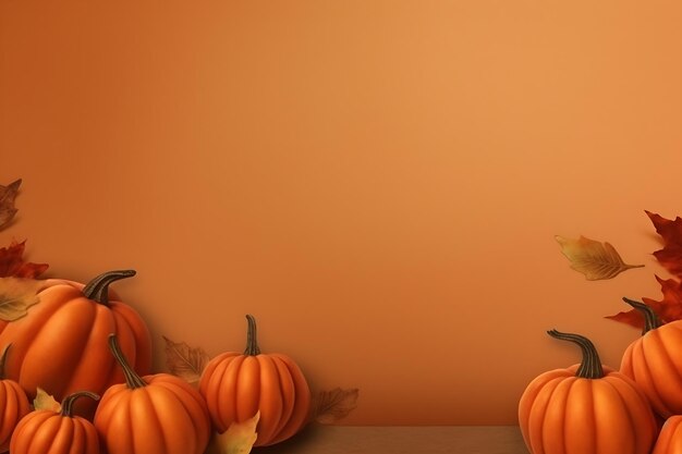 Light brown background space for text background with pumpkins