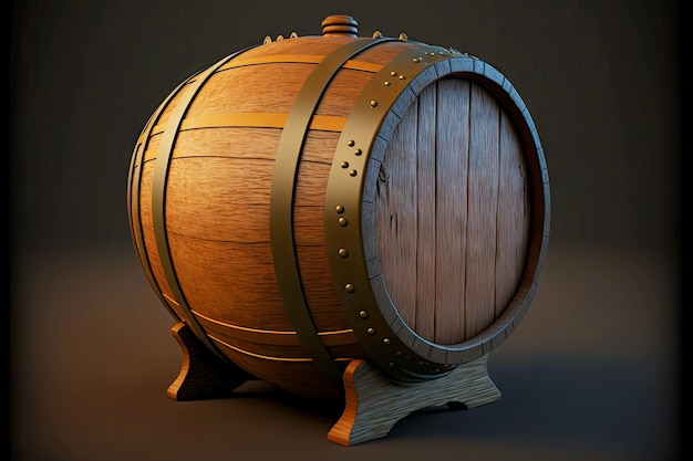 Light brown beer barrel for storage of weakly alcoholic beverages created with generative ai