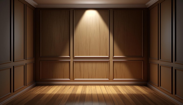 Light brown empty wall with decorative paneling product display background design