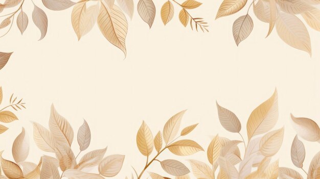 Light brown and gold leaf frame background wallpaper with copy space