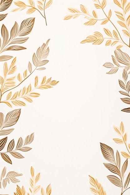 Light brown and gold leaf frame background wallpaper with copy space