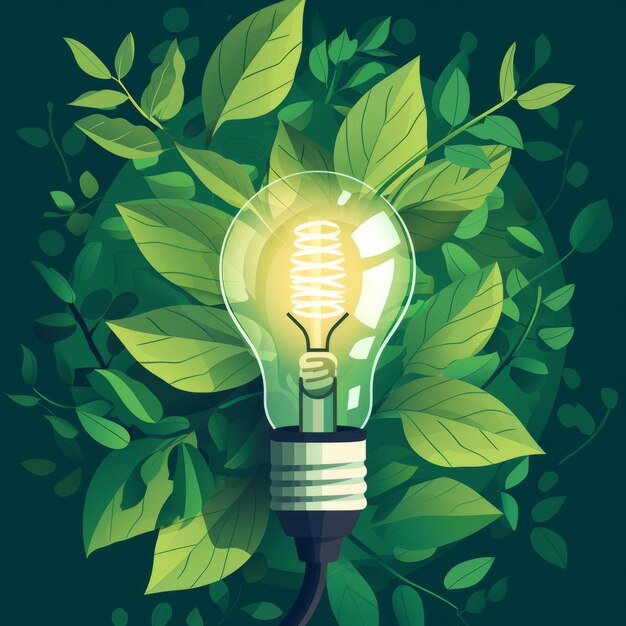 Photo light bulb on a background of green foliage energy source energy conservation