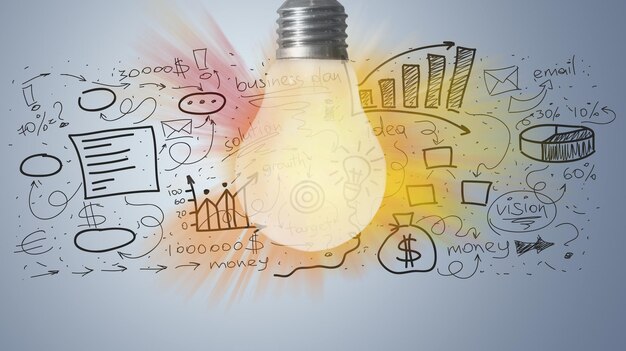 Light bulb banner, marketing concept, business idea