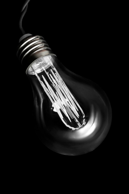 Light bulb on black