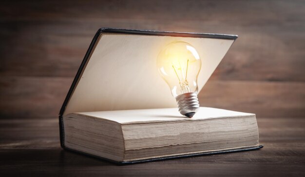 Light bulb and book Knowledge and wisdom