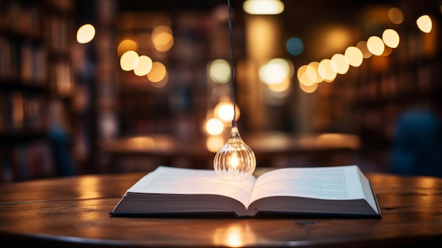 Light bulb on the book