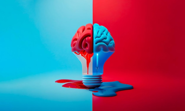 Light Bulb Brain, creatief idee en brainstormconcept