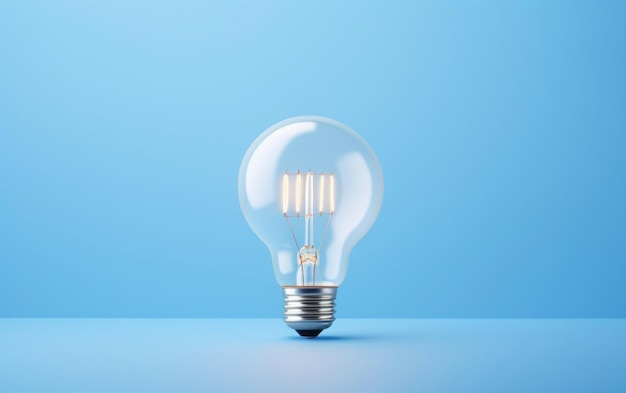 Photo light bulb casting light on a blue background