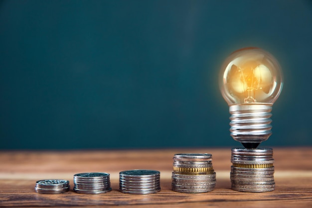 Light bulb on coins