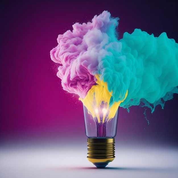 Light bulb creative colored dust powder smoke splash explosion