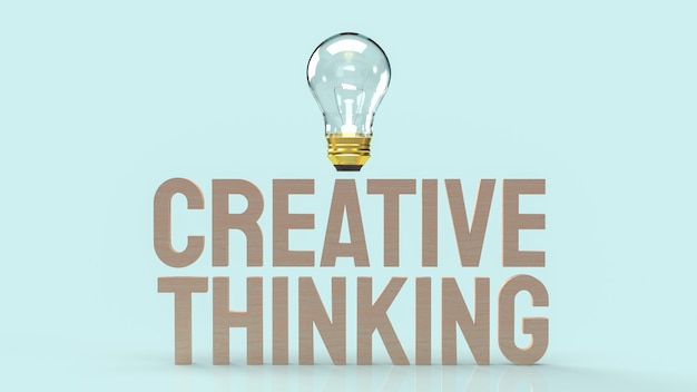 The Light bulb and creative thinking text for idea content 3d rendering