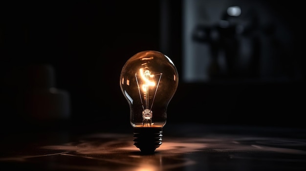 Light bulb on dark background concept of creativity Generative ai