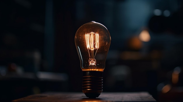 Light bulb on dark backgroundgenerative ai