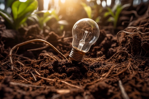 light bulb in the dirt concept for renewable energ Generative AI