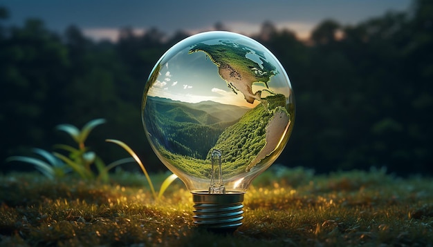 Photo light bulb and earth