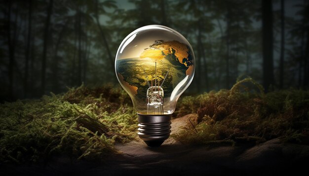 Photo light bulb and earth