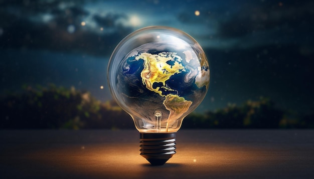 Photo light bulb and earth