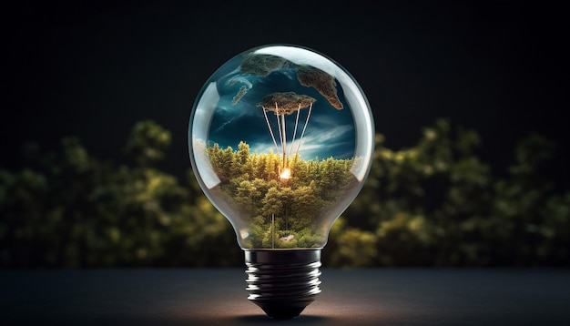 Photo light bulb and earth