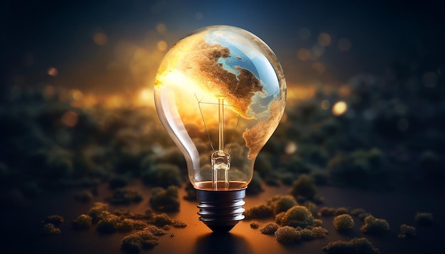 Photo light bulb and earth