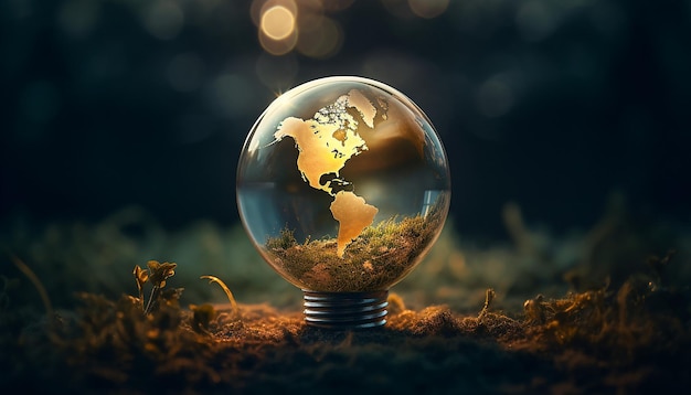 Photo light bulb and earth