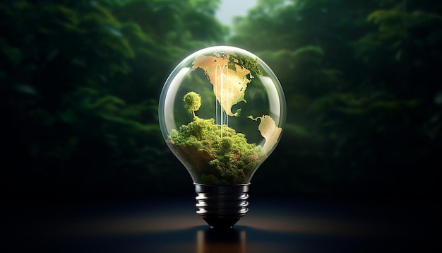 Photo light bulb and earth