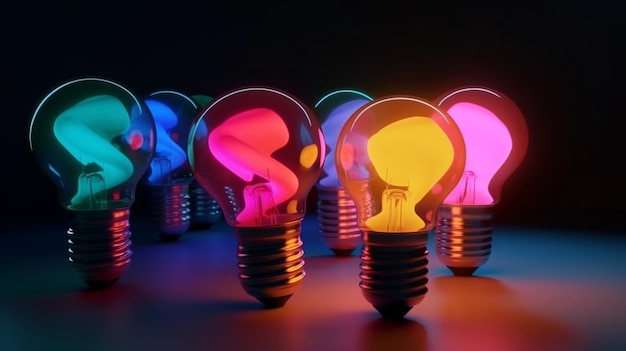 A light bulb filled with colorful candiesgenerative ai